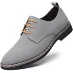 Graue Business Hochzeitsschuhe & Oxford Schuhe mit Schnürsenkel aus Veloursleder atmungsaktiv für Herren Größe 48 