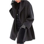 Khakifarbene Unifarbene Maxi Kapuzenmäntel aus Flanell mit Kapuze für Damen Größe M für den für den Winter 