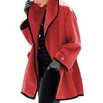 Rote Oversize Midi Kapuzenmäntel aus Wolle mit Kapuze für Damen Größe XL für den für den Winter 