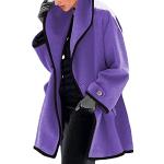 Violette Oversize Midi Kapuzenmäntel aus Wolle mit Kapuze für Damen Größe 4 XL für den für den Winter 