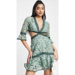Reduzierte Grüne Halblangärmelige Asos Design Mini Festliche Kleider mit Reißverschluss aus Polyester für Damen Größe S 