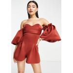 Reduzierte Rote Asos Design Playsuits & Kurze Overalls mit Puffärmeln mit Reißverschluss aus Polyester für Damen Größe M 