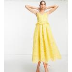 Reduzierte Gelbe Bestickte Asos Tall V-Ausschnitt Sommerkleider mit Reißverschluss aus Baumwolle für Damen Größe XS Tall für den für den Sommer 
