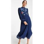 Marineblaue Bestickte Asos Tall Festliche Kleider mit Reißverschluss für Damen Größe XS Tall 