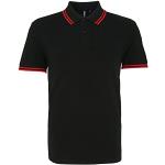 Asquith & Fox Men's classic fit - tipped polo, 2XL, Black/ Red