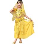 Gelbe Bollywood-Kostüme aus Chiffon für Mädchen 
