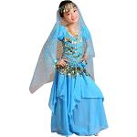 Himmelblaue Bauchtänzerinnen-Kostüme aus Chiffon für Kinder 
