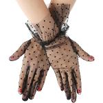 Schwarze Gepunktete Vintage Aster Netzhandschuhe aus Spitze für Damen Einheitsgröße für den für den Sommer 