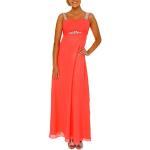 Korallenrote Unifarbene Astrapahl Maxi Lange Abendkleider mit Pailletten mit Reißverschluss aus Satin für Damen Größe S 