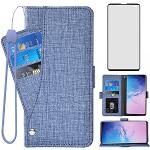 Blaue Samsung Galaxy S10+ Hüllen Art: Geldbörsen mit Bildern mit Schutzfolie 