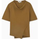 Khakifarbene COS Wasserfall-Ausschnitt T-Shirts aus Jersey für Damen Größe L 