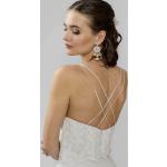 Weiße Bestickte Romantische Bio Nachhaltige Spaghettiträger-Kleider aus Baumwolle für Damen Größe XXL für die Braut für den für den Sommer 