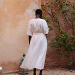 Weiße Oversize Maxi Leinenkleider aus Leinen für Damen Größe XXS für den für den Sommer 