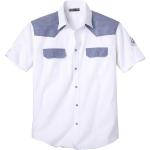 Weiße Kurzärmelige Atlas For Men Kentkragen Hemden mit Kent-Kragen aus Baumwolle für Herren Größe L 