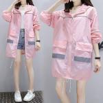 Rosa Atmungsaktive Maxi Kapuzenmäntel aus Polyester mit Kapuze für Damen Größe XXL für den für den Sommer 