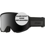 ATOMIC FOUR Q STEREO Skibrille - Schwarz - Skibrillen mit großem Sichtfeld - Hochwertig verspiegelte Snowboardbrille - Brille mit Live Fit Rahmen - Skibrille für Brillenträger