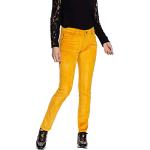 Gelbe ATT Slim Fit Jeans aus Cord für Damen Weite 34 