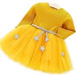 Gelbe Langärmelige Kindertüllkleider aus Tüll für Babys für den für den Herbst 