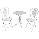 aubaho Gartenset Tisch und 2 Stühle Eisen Antik-Stil Gartengarnitur Bistroset weiß Metall