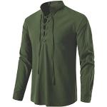 Armeegrüne Vintage Langärmelige Henleykragen Herrenjeanshemden aus Baumwolle Größe 3 XL für Partys 