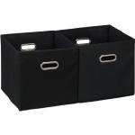 Aufbewahrungsbox 2er Set, Regalkorb ohne Deckel, mit Griff, faltbar, Stoffbox quadratisch, 30 cm, schwarz