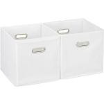 Aufbewahrungsbox 2er Set, Regalkorb ohne Deckel, mit Griff, faltbar, Stoffbox quadratisch, 30 cm, weiß