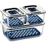 Aufbewahrungssystem WMF "Top Serve" Lebensmittelaufbewahrungsbehälter blau (transparent, blau, silberfarben) Frischhaltedosen und Buffet-Vitrinen