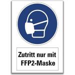 Aufkleber Warnung Zutritt nur mit FFP2-Maske Hinwe