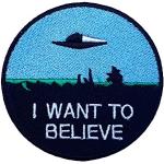 Aufnäher mit Aufschrift "I Want to Believe", Logo, Weltraum- und UFO-Fans, X-Files, TV-Serie, U-Sky bestickt, zum Aufnähen oder Aufbügeln von Athena Brands