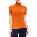 Orange Kurzärmelige Rollkragen T-Shirts für Damen Größe S 