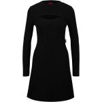 Schwarze HUGO BOSS HUGO Stehkragen Cut Out Kleider mit Cutwork aus Polyamid für Damen Größe XS 
