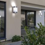 Silberne Moderne etc-shop Außenwandleuchten & Außenwandlampen satiniert aus Edelstahl E27 2-teilig 