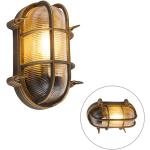 Reduzierte Goldene Industrial Qazqa Ovale Außenwandleuchten & Außenwandlampen aus Messing dimmbar E27 