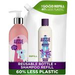 Aussie Shampoo-Nachfüllset, Damen-Geschenksets, wiederverwendbare Aluminiumflasche 430 ml + Miracle Moist Nachfüllbeutel 480 ml, Haarpflege-Geschenkset für trockenes, geschädigtes Haar, Geschenke für