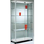 Silberne Moderne Quadratische Ausstellungsvitrinen aus Glas abschließbar Breite 50-100cm, Höhe 150-200cm, Tiefe 0-50cm 