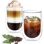 Espressobecher 350 ml mit Kaffee-Motiv aus Glas doppelwandig 2-teilig 
