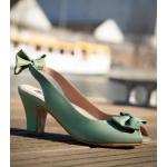 Pastellgrüne Leo-Look Offene Slingback Pumps aus Leder rutschfest für Damen für den für den Sommer 
