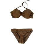 AvaMia Damen Bikini Set vorgeformtes Bandeau-Bikinitop mit Bikinihose Low Farbe Braun L