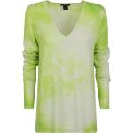 Reduzierte Grüne Langärmelige AVANT TOI V-Ausschnitt V-Shirts für Damen Größe XS 