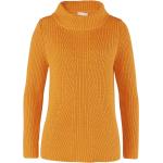 Gelbe Avena Bio Stehkragen Kaschmir-Pullover aus Baumwolle für Damen Größe XL 
