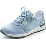 Hellblaue Unifarbene Avena Metallic-Sneaker mit Reißverschluss aus Rindsleder Leicht für Damen Größe 42 