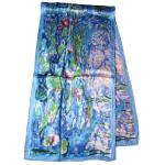 Blaue Claude Monet Seidenschals aus Seide für Damen 