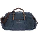 Avirex Reisetasche mit Schultergurt, aus Canvas und Rindsleder, im Militärstil, Kollektion 140506 CNV0G, blau