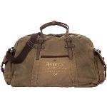 Avirex Reisetasche mit Schultergurt, aus Canvas und Rindsleder, im Militärstil, Kollektion 140506 CNV0G, Khaki-Grün