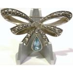 Silberne Vintage Schmetterling Broschen mit Insekten-Motiv aus Kristall mit Markasit 