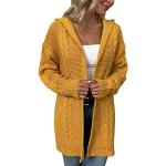 Reduzierte Gelbe Strickjacken mit Kapuze mit Kapuze für Damen Größe L 
