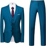 Royalblaue Unifarbene Herrensmokings aus Tweed Größe L 3-teilig für den für den Sommer 