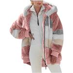 Weiße Sportliche Winddichte Fleecejacken mit Kapuze mit Reißverschluss aus Fleece mit Kapuze für Damen Größe 3 XL für Partys für den für den Winter 