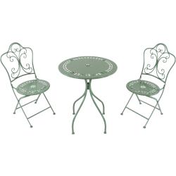 AXI Marilou Bistroset 3-teilig mit Mosaik Design Pastellgrün, romantischer Stil | Bistrotisch mit 2 Stühlen | Bistro Gartenmöbel Set für Garten / Balkon / Terrasse | Balkonset / Sitzgruppe