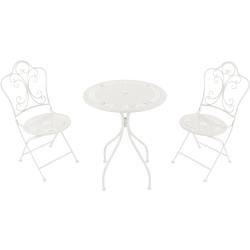 AXI Marilou Bistroset 3-teilig mit Mosaik Design Weiß | Bistrotisch mit 2 Stühlen | Bistro Gartenmöbel Set für Garten / Balkon / Terrasse | Balkonset / Sitzgruppe